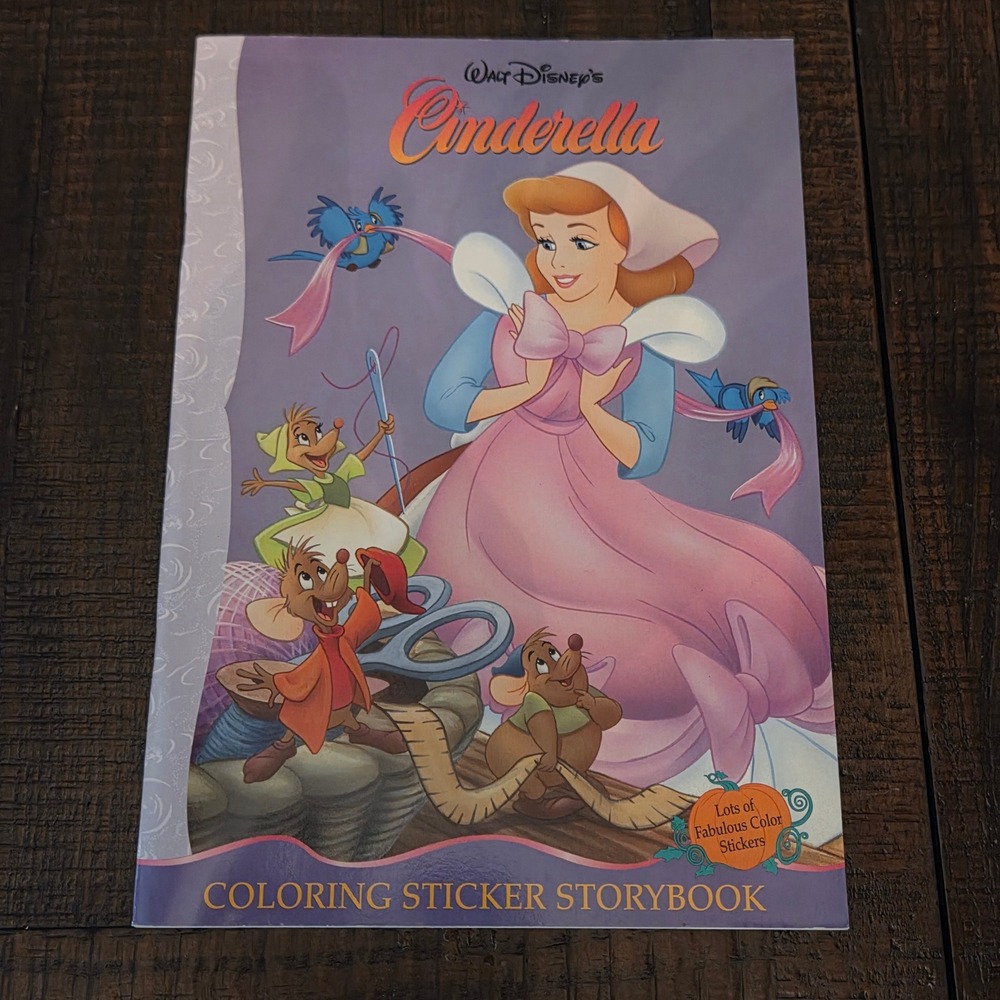 Vintage 1996 Disney Cinderella Coloring Sticker Storybook Modern Publishing